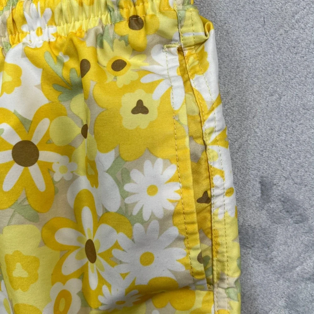 Free Planet Swim Trunks Mens XL Yellow Floral Retro Board Shorts 6in Inseam